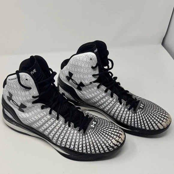 Under Armour Black and White ClutchFit Basketball Shoes - Picture 1 of 8